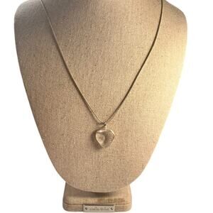 Womens Heart Shaped Pendant Clear Glass 925 Necklace Jewelry